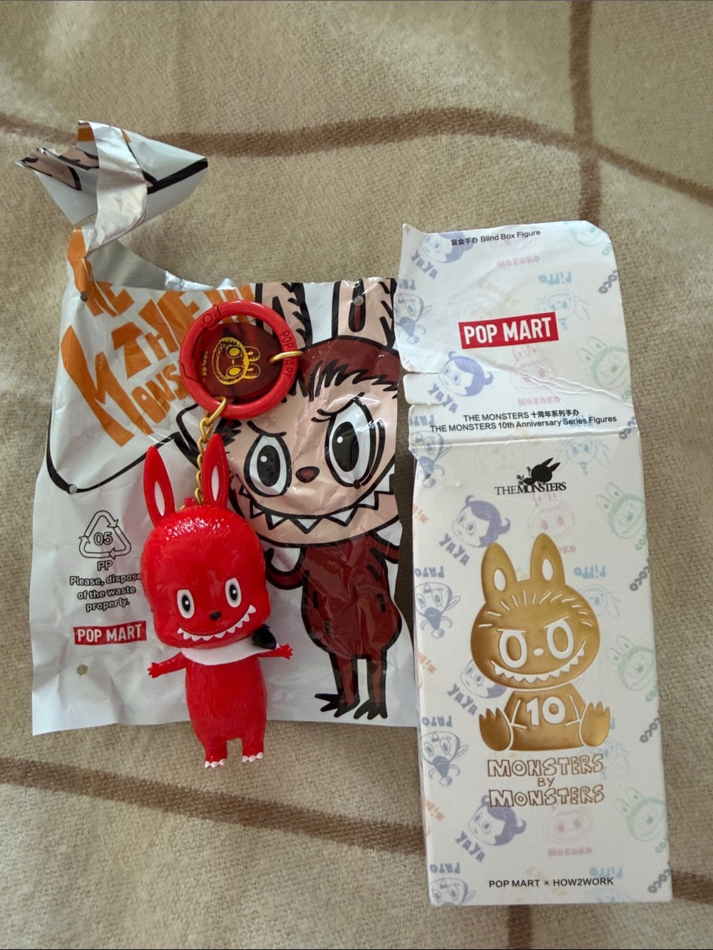 POP MART Red Monster Keychain Figure - The Monsters Series